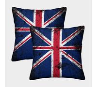British Flag-vintage Distressed Design Pillow Covers 2 Pack Cozy Pillowcase Art Cushion Case Zippered Decor for Sofa Living Room Bed Home 45x45cm
