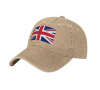 British Flag Washed Cowboy Baseball Cap for Adults - Stylish and Breathable Hat with Adjustable Strap, Natural, One size