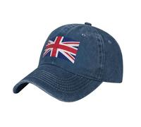 British Flag Washed Cowboy Baseball Cap for Adults - Stylish and Breathable Hat with Adjustable Strap, Navy Blue, One size
