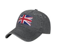 British Flag Washed Cowboy Baseball Cap for Adults - Stylish and Breathable Hat with Adjustable Strap, Deep Heather, One size