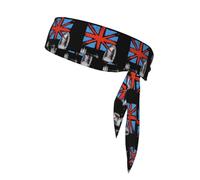 British Flag With London Land Print Head Tie Headbands, Ninja Karate Tie, Athletic Sweatbands,Sweat Wicking Workout Head Band