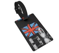British Flag with London Land Print Luggage Tags Quick Install Airplane Travel Essentials for Suitcases Durable PVC Bag Tag