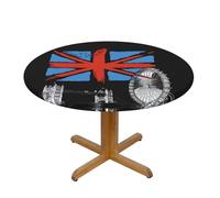 British Flag With London Land Print Oxford Wipeable Tablecloth Oil-Resistant Outdoor Table Cover Reusable Birthday Table Protector