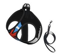 British Flag With London Land Print Small Dog Harness And Leash Set, Adjustable Soft Vest With 360° Reflective Straps For Cats Puppy