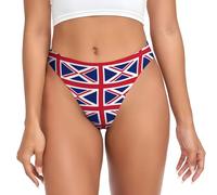 British flag Women's thong, good elasticity, skin-friendly and breathable., Black, S