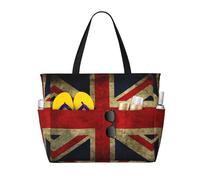 British Flagprint Large Capacity Beach Travel Bag,With Zipper And Pockets For Travel Vacation Gym