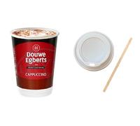 British Food Shop 2Go Cappuccino in 12oz Branded Cups [Pack of 20 with Lids and Stirrers]