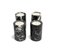 British Fossils Black Marble Cylinder Tea Light Holders (Pack of 4)