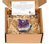 British Fossils Gift Boxed Amethyst Druze - Genuine Brazilian Crystal Cluster with Info Card - Natural Quartz Druze Gift