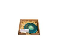 British Fossils Gift Boxed Decorative Agate Slice Ornament with Stand (5" Green Agate Slice)