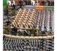 (British, French, German and Italian Army 64PCS+ weapons) World War II Minifigure Soldier US Army German Army Weapons Assembly Boy Toys
