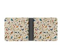 British Garden Songbirds Classic Bifold Wallet for Men PortableID Window Large Capacity Slim Leather Wallets