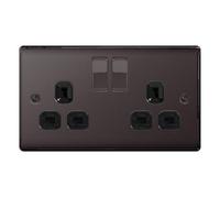 British General 13A 2 Gang Switch Uk Plug Socket Black (One Size)
