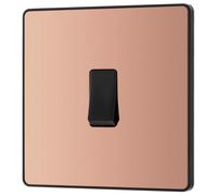 BG Electrical Single Intermediate Wall Light Switch, Screwless Front Plate, Round Edges, Evolve, Polished Copper, 20A, 16AX, PCDCP13B