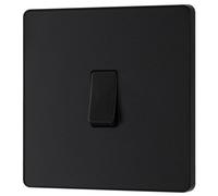 BG Electrical Single Intermediate Wall Light Switch, Screwless Front Plate, Round Edges, Evolve, Matt Black, 20A, 16AX, PCDMB13B