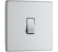 British General Bg Electrical Fbs13 Nexus Screwless Flat-Plate Single Intermediate Light Switch Brushed Steel 10A