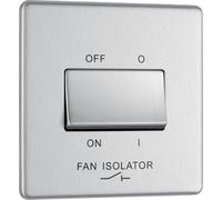 British General Bg Electrical Fbs15 Nexus Screwless Flat-Plate Fan Isolator Switch 3 Pole Brushed Steel 10A