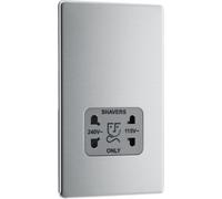 British General Bg Electrical Fbs20G Nexus Screwless Flat-Plate Shaver Socket Outlet Brushed Steel Grey Insert Dual Voltage 115V - 230V