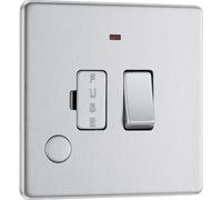 British General Bg Electrical Fbs53 Nexus Screwless Flat-Plate Switched Fused Connection Spur Unit Flex Outlet Brushed Steel Neon 13A