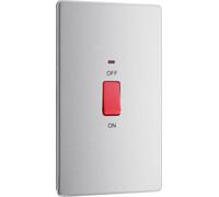 British General Bg Electrical Fbs72 Nexus Screwless Flat-Plate Cooker Switch Brushed Steel Neon 2 Way 45A