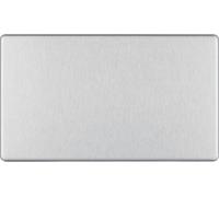 British General Bg Electrical Fbs95 Nexus Screwless Flat-Plate Double Blank Plate Brushed Steel