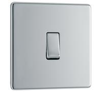 British General Bg Electrical Fpc12 Nexus Screwless Flat-Plate 2 Way 10A Single Light Switch Polished Chrome