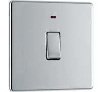 British General Bg Electrical Fpc31 Nexus Screwless Flat-Plate Single Switch Polished Chrome Neon 2 Way 20A