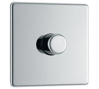 British General Bg Electrical Fpc81 Nexus Flatplate Screwless Polished Chrome 1 Gang 200W 2 Way Trailing-Edge Push Dimmer Switch