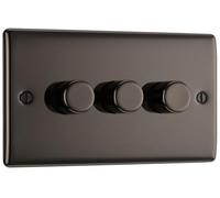 British General BG Electrical Intelligent Triple Wall Dimmer Switch, 2 Way, Raised Profile, Round Edges, Nexus Metal, Black Nickel, NBN83