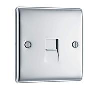 British General BG Electrical Single Secondary Slave Telephone Socket, Raised Profile, Round Edges, Nexus Metal, Polished Chrome, NPCBTS1