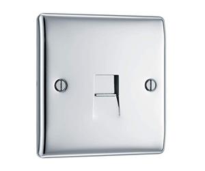 British General BG Electrical Single Secondary Slave Telephone Socket, Raised Profile, Round Edges, Nexus Metal, Polished Chrome, NPCBTS1