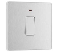 British General Bg Evolve 20A Double Pole Single Wall Switch With Led, Brushed Steel