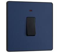 BG Evolve PCDDB31B 20A Double Pole Switch with Power LED Indicator - Matt Blue (Black)