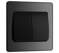 British General Bg Evolve 20A Double Wall Light Switch 2 Way, Wide Rocker Black Chrome