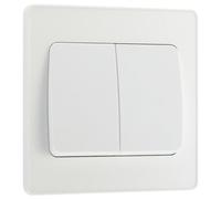 British General Bg Evolve 20A Double Wall Light Switch, Wide Rocker, Pearlescent White