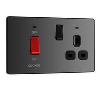 British General Bg Evolve 45A Cooker Control Unit Switch/socket With Led, Black Chrome