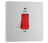 British General Bg Evolve 45A Double Pole Cooker Switch & Led, Brushed Steel