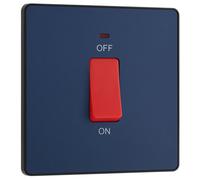 BG Evolve PCDDB74B 45A Double Pole Square Switch with LED Power Indicator - Matt Blue (Black)