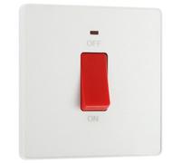 British General Cooker Control Switch PCDCL74W - Evolve, Double Pole 45A, LED, Pearlescent White