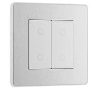 British General Bg Evolve Brushed Steel 200W Double Touch Dimmer Switch 2-Way Secondary