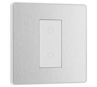 BG Electrical Single Slave/Secondary Touch Dimmer Wall Light Switch, 2-Way, Trailing Edge, Screwless Front Plate, Evolve, Brushed Steel, 200W, PCDBSTDS1W