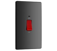 BG Evolve PCDBC72B 45A Double Pole Rectangular Switch with LED Power Indicator - Black Chrome (Black)