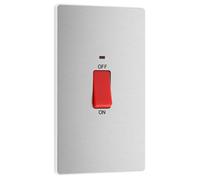 British General Bg Evolve Large 45A Double Pole Cooker Switch & Led, Brushed Steel