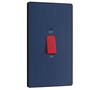BG Evolve PCDDB72B 45A Double Pole Rectangular Switch with LED Power Indicator - Matt Blue (Black)