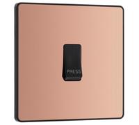 British General Bg Evolve Pcdcp14B Polished Copper 10Ax 1 Way Press Switch - Black Insert