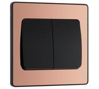 British General Bg Evolve Pcdcp42Wb Polished Copper 2 Gang 20A 16Ax 2 Way Wide Rocker Light Switch - Black Insert
