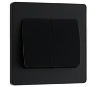British General Double Wall Switch Evolve PCDMB42WB - Wide Rocker 2-Way Screwless Matt Black 16AX