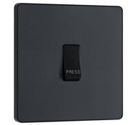 British General Bg Evolve Pcdmg14B Matt Grey 10Ax 1 Way Press Switch - Black Insert