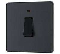 British General Bg Evolve Pcdmg31B Matt Grey 20A 2 Pole Led Switch - Black Insert