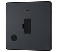 Evolve Matt Grey (Black) Unswitched 13A Fused Connection Unit With Power Led Indicator And Flex Outlet PCDMG54B-01